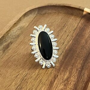 Vintage Sterling silver and black onyx cocktail ring